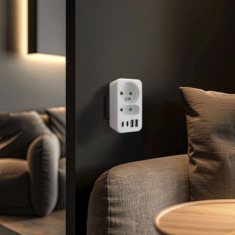 Maclean MACLEAN GNIAZDKO PRĄDOWE X2 + 4XUSB MCE249 F/W