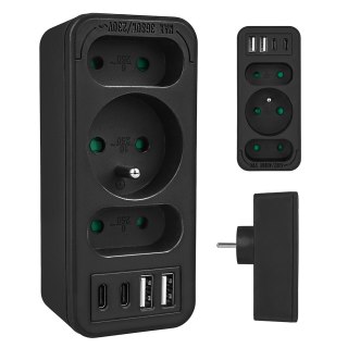 Maclean MACLEAN GNIAZDKO PRĄDOWE X3 + 4XUSB, ROZGAŁĘŹNIK Z 3 GNIAZDAMI, 2XUSB A, 2XUSB C PD 20W, 1X16A + 2X6A MCE248 F/B