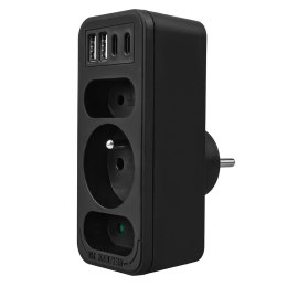 Maclean MACLEAN GNIAZDKO PRĄDOWE X3 + 4XUSB, ROZGAŁĘŹNIK Z 3 GNIAZDAMI, 2XUSB A, 2XUSB C PD 20W, 1X16A + 2X6A MCE248 F/B