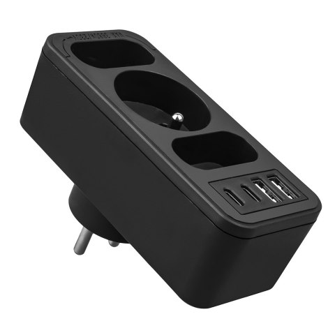 Maclean MACLEAN GNIAZDKO PRĄDOWE X3 + 4XUSB, ROZGAŁĘŹNIK Z 3 GNIAZDAMI, 2XUSB A, 2XUSB C PD 20W, 1X16A + 2X6A MCE248 F/B