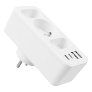 Maclean MACLEAN GNIAZDKO PRĄDOWE X3 + 4XUSB, ROZGAŁĘŹNIK Z 3 GNIAZDAMI, 2XUSB A, 2XUSB C PD 20W, 1X16A + 2X6A MCE248 F/W