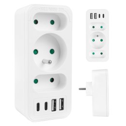 Maclean MACLEAN GNIAZDKO PRĄDOWE X3 + 4XUSB, ROZGAŁĘŹNIK Z 3 GNIAZDAMI, 2XUSB A, 2XUSB C PD 20W, 1X16A + 2X6A MCE248 F/W