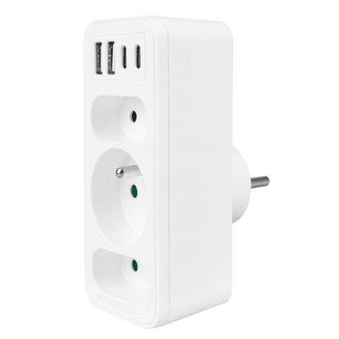 Maclean MACLEAN GNIAZDKO PRĄDOWE X3 + 4XUSB, ROZGAŁĘŹNIK Z 3 GNIAZDAMI, 2XUSB A, 2XUSB C PD 20W, 1X16A + 2X6A MCE248 F/W