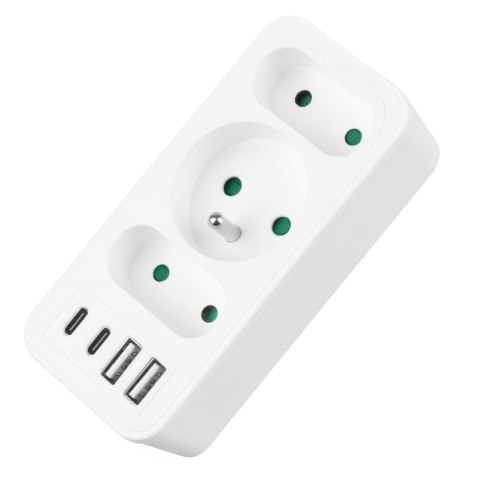 Maclean MACLEAN GNIAZDKO PRĄDOWE X3 + 4XUSB, ROZGAŁĘŹNIK Z 3 GNIAZDAMI, 2XUSB A, 2XUSB C PD 20W, 1X16A + 2X6A MCE248 F/W