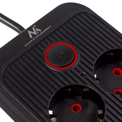 Maclean MACLEAN LISTWA ZASILAJĄCA MACLEAN, PRZEDŁUŻACZ 6 GNIAZD + 4XUSB, 110-240V AC 50/60HZ, 2.1A MAX 2500W, 3M, CZARNA, MCE391 B MC
