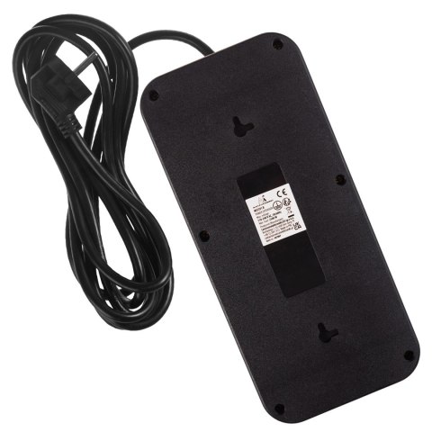 Maclean MACLEAN LISTWA ZASILAJĄCA MACLEAN, PRZEDŁUŻACZ 6 GNIAZD + 4XUSB, 110-240V AC 50/60HZ, 2.1A MAX 2500W, 3M, CZARNA, MCE391 B MC