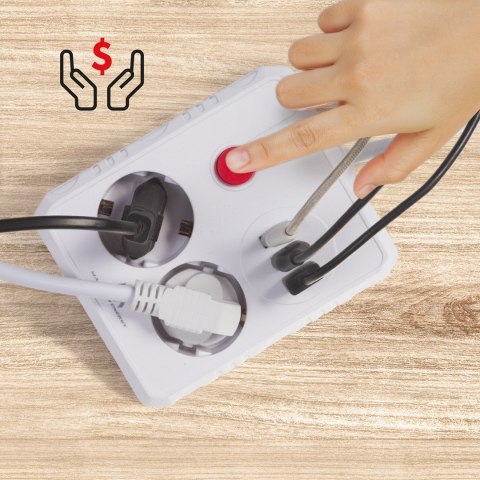 Maclean MACLEAN LISTWA ZASILAJĄCA, PRZEDŁUŻACZ 2 GNIAZDA + 3XUSB, 110-240V AC 50/60HZ, 2.1A MAX 2500W, 1.5M, BIAŁA MCE387 W