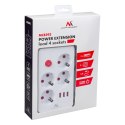 Maclean MACLEAN LISTWA ZASILAJĄCA, PRZEDŁUŻACZ 4 GNIAZDA + 3XUSB, 110-240V AC 50/60HZ, 2.1A MAX 2500W, 3M, BIAŁA MCE393 W