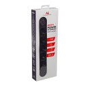 Maclean MACLEAN LISTWA ZASILAJĄCA, PRZEDŁUŻACZ5 GNIAZD + 3XUSB, 110-240V AC 50/60HZ, 2.1A MAX 2500W, 1,5M, CZARNA MCE395 B