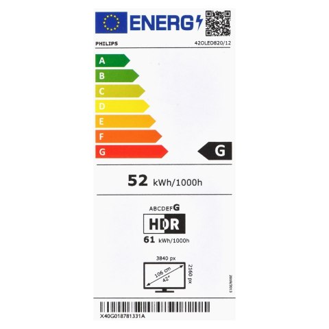 Philips Telewizor Philips 42OLED820/­12 LED 42" 4K Ultra HD 144 Hz Google TV Dolby Atmos Czarny