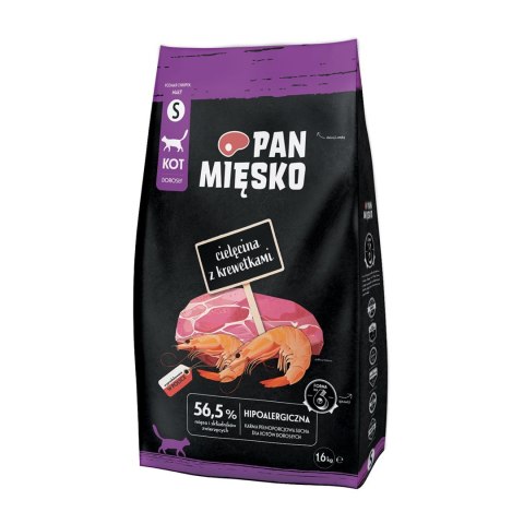 PAN MIĘSKO Pan Mięsko Cielęcina z krewetkami sucha karma dla kota chrupki S 1,6kg