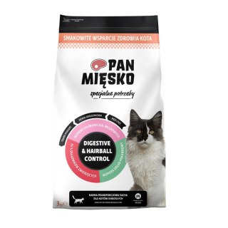 PAN MIĘSKO Pan Mięsko Digestive & Hairball Control sucha karma dla kota 3kg