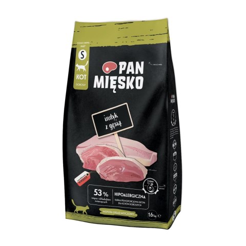 PAN MIĘSKO Pan Mięsko Indyk z gęsią sucha karma dla kota chrupki S 1,6kg