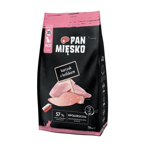 PAN MIĘSKO Pan Mięsko Kurczak z królikiem sucha karma dla kota chrupki XS 1,6kg