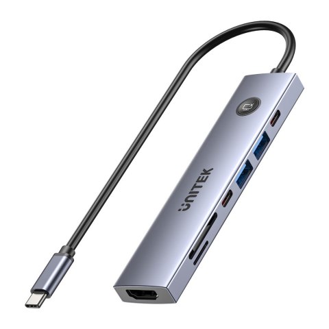 UNITEK UNITEK HUB USB-C 7W1 PD 100W HDMI 2.0 Z PRZYCISKIEM ON/OFF