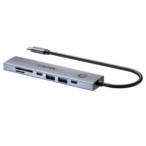 UNITEK UNITEK HUB USB-C 7W1 PD 100W HDMI 2.0 Z PRZYCISKIEM ON/OFF