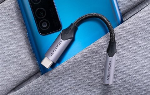 Vention Przejściówka audio Vention USB-C do gniazda słuchawkowego 3,5 mm z adapterem DAC ze stopu aluminium 1m