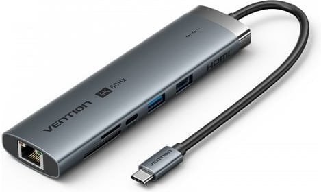 Vention Stacja dokująca USB-C 9w1 Vention 4K 60Hz 100W PD 0.15m