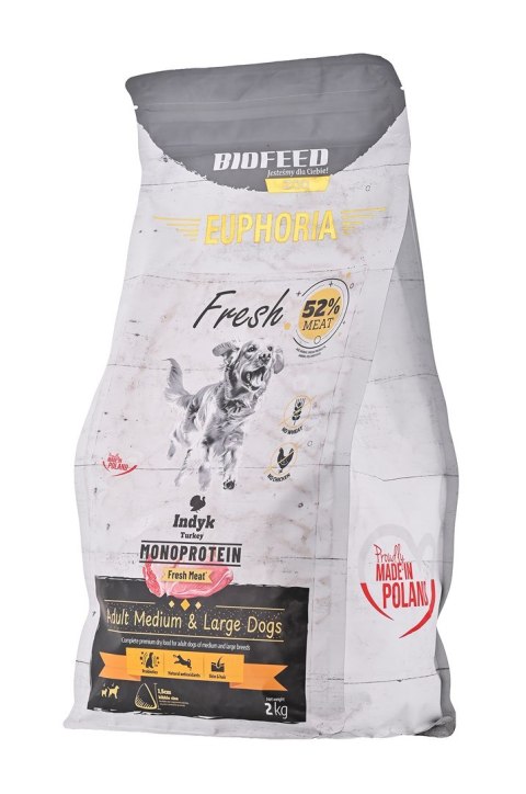 BIOFEED BIOFEED Euphoria Fresh Meat Adult Medium & Large Indyk Monoprotein 2kg