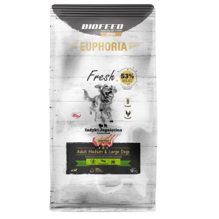 BIOFEED BIOFEED Euphoria Fresh Meat Adult Medium & Large Indyk i Jagnięcina 12kg