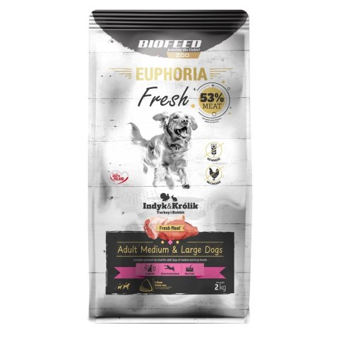 BIOFEED BIOFEED Euphoria Fresh Meat Adult Medium & Large Indyk i Królik 2kg