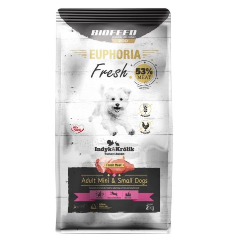 BIOFEED BIOFEED Euphoria Fresh Meat Adult Mini & Small Indyk i Królik 2kg