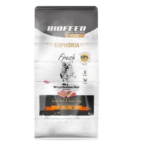 BIOFEED BIOFEED Euphoria Fresh Meat Adult Mini & Small Wieprzowina i Gęś 8kg