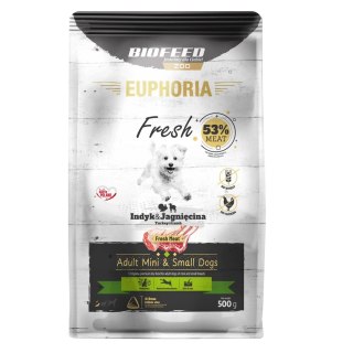 BIOFEED BIOFEED Euphoria fresh meat adult indyk/jagnię xs/s 0,5kg