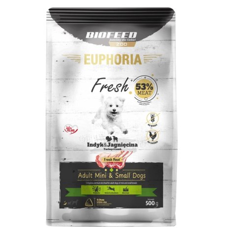 BIOFEED BIOFEED Euphoria fresh meat adult indyk/jagnię xs/s 0,5kg