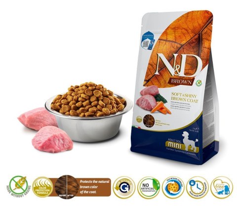 Farmina FARMINA N&D Brown Dog Lamb, Spirulina&Carrot Adult Mini - sucha karma dla psa - 2 kg