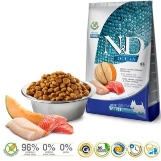 Farmina FARMINA N&D Ocean Dog Salmon, Cod, Cantaloupe, Melon Adult Mini - sucha karma dla psa - 800 g