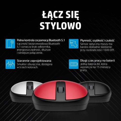 Hewlett-Packard Mysz HP 240 Black Bluetooth Mouse bezprzewodowa czarna 3V0G9AA