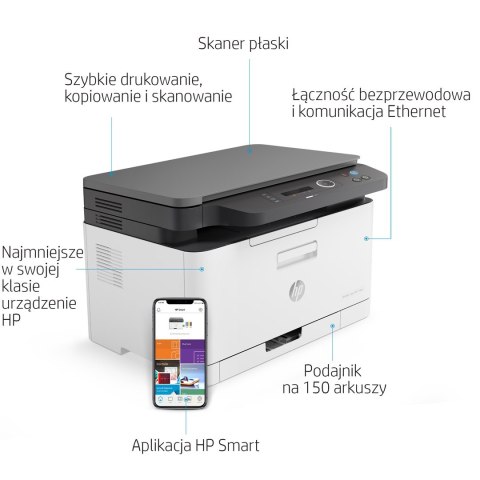 Hewlett-Packard Urządzenie wielofunkcyjne HP Color Laser MFP 178nw 4ZB96A (laserowe, laserowe kolor; A4; Skaner płaski) (WYPRZEDAŻ)