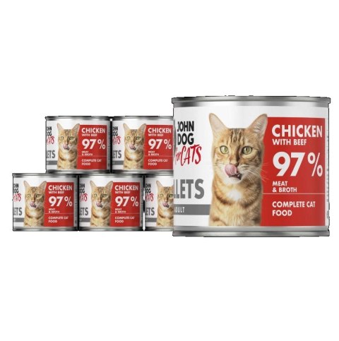 JOHN DOG JD for CATS DOROSŁY KURCZAK Z WOŁOWINĄ filety KARMA MOKRA 140g*6