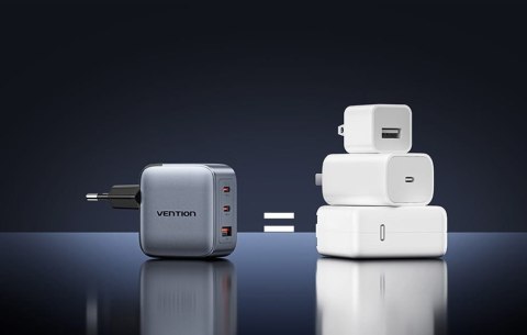 Vention Ładowarka Vention 70W GaN PD 1x USB-A 2x USB-C czarna