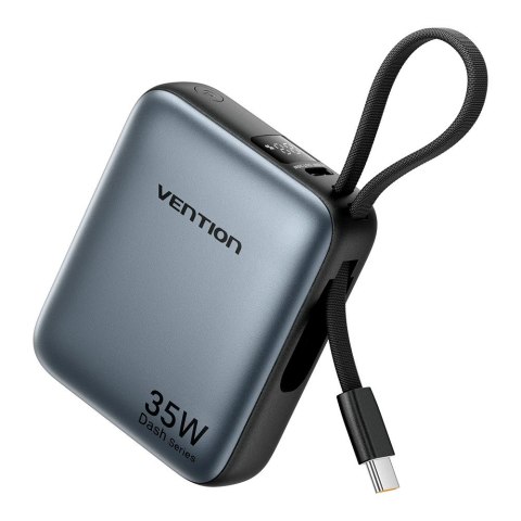 Vention Powerbank Vention 10000mAh 35W PD z wbudowanym kablem USB-C szary
