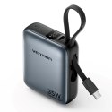 Vention Powerbank Vention 10000mAh 35W PD z wbudowanym kablem USB-C szary