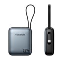 Vention Powerbank Vention 10000mAh 35W PD z wbudowanym kablem USB-C szary
