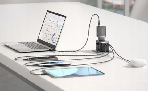 Vention Uniwersalny adapter podróżny z ładowarką Vention 65W GaN 2x USB-A 2x USB-C czarny
