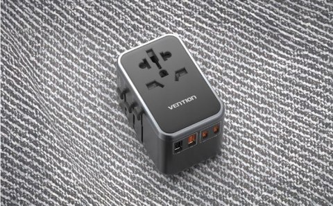 Vention Uniwersalny adapter podróżny z ładowarką Vention 65W GaN 2x USB-A 2x USB-C czarny