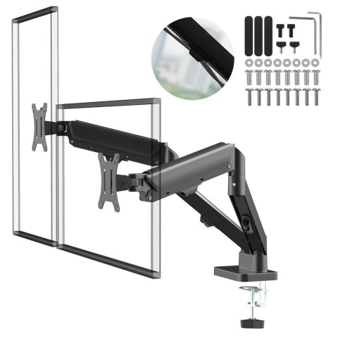 Maclean MACLEAN UCHWYT NA 2 MONITORY, SPRĘŻYNA GAZOWA, 17"-32", 2-10KG, CZARNY MC-134