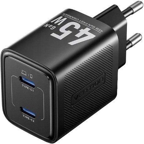 Vention Ładowarka Vention 45W GaN PD 2x USB-C czarna
