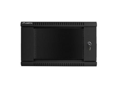 Lanberg Szafa jednosekcyjna Lanberg WF01-6606-10B (6U; 368mm / 600mm / 600 mm; wisząca; Szklane; 19''; kolor czarny)