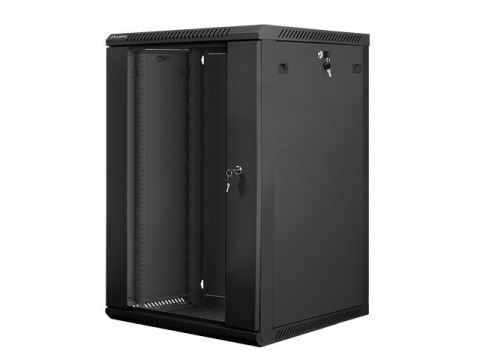 Lanberg Szafa rack Lanberg WF01-6618-10B (18U; 901mm / 600mm / 600 mm; wisząca; Szklane; 19''; kolor czarny)