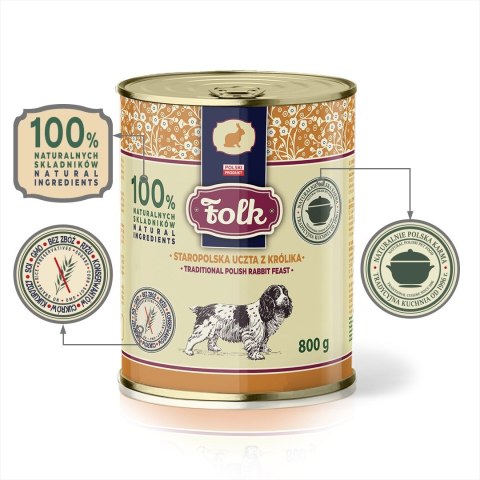 Folk FOLK Staropolska uczta z królika mokra karma dla psów 800g