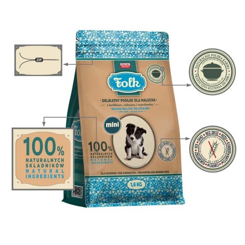 Folk FOLK Delikatny posiłek dla malucha z królikiem, cielęciną i marchewką Mini 1.6kg