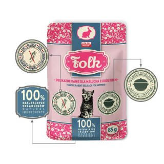 Folk FOLK Kitten Delikatne danie dla malucha z królikiem saszetka 85g