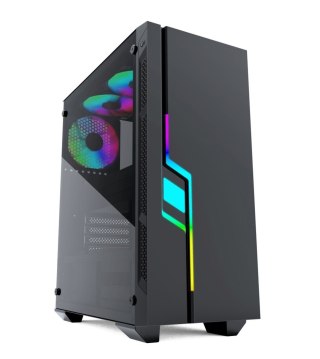 GEMBIRD GEMBIRD OBUDOWA FORNAX 2000RGB MIDI-TOWER (USB 3.0, HD AUDIO) PODŚWIETLENIE RGB, GAMINGOWY DESIGN, CZARNA