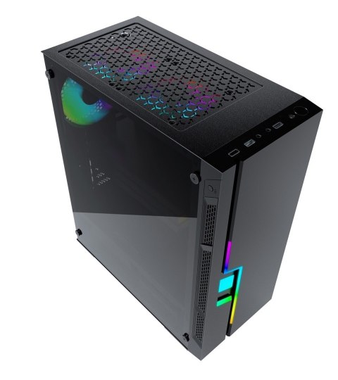 GEMBIRD GEMBIRD OBUDOWA FORNAX 2000RGB MIDI-TOWER (USB 3.0, HD AUDIO) PODŚWIETLENIE RGB, GAMINGOWY DESIGN, CZARNA
