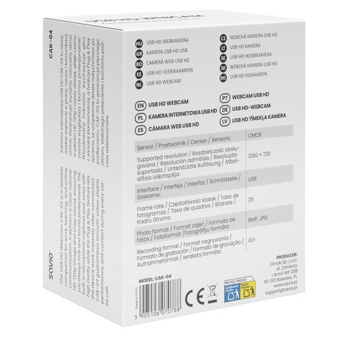 SAVIO SAVIO KAMERA INTERNETOWA 720P CAK-04